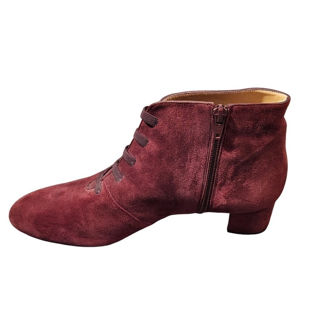 Argila Pepe Monjo Red Suede Lace Up Ankle Boots Made in Spain Victorian Boho 40